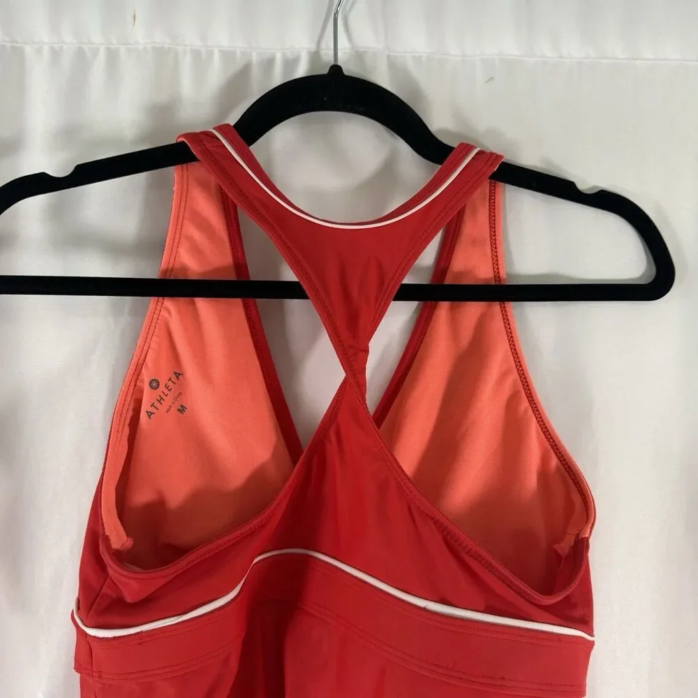 Athleta Swim Top Women's Medium Red Print Tank Top Pullover Stretch